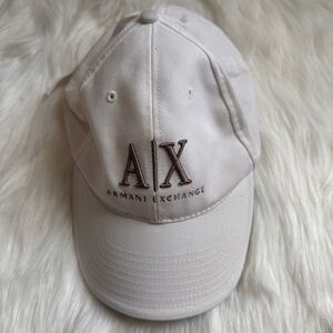 Armani Exchange White Baseball Cap with Brown A|X Logo